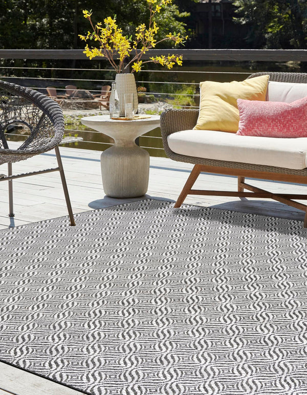 Garden Lattice Oasis Collection Area Rug - Terrace Square Charcoal lifestyle 10