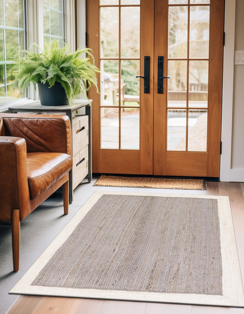Woven Seaside Jute Collection Area Rug - Nantucket Rectangle Gray and White lifestyle 49