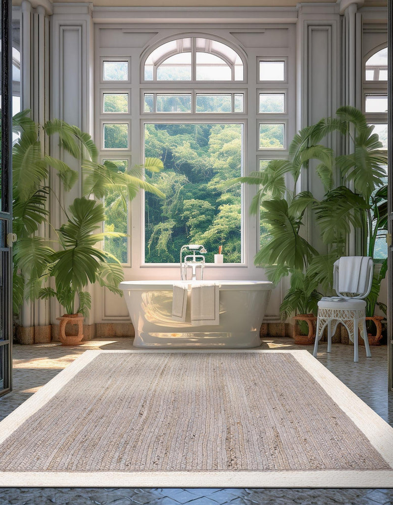 Woven Seaside Jute Collection Area Rug - Nantucket Rectangle Gray and White lifestyle 53