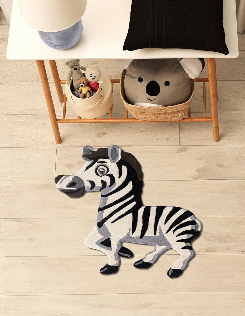 Whimsy Wonders Wool Collection Area Rug - Marsh Rectangle White and Black lifestyle 2