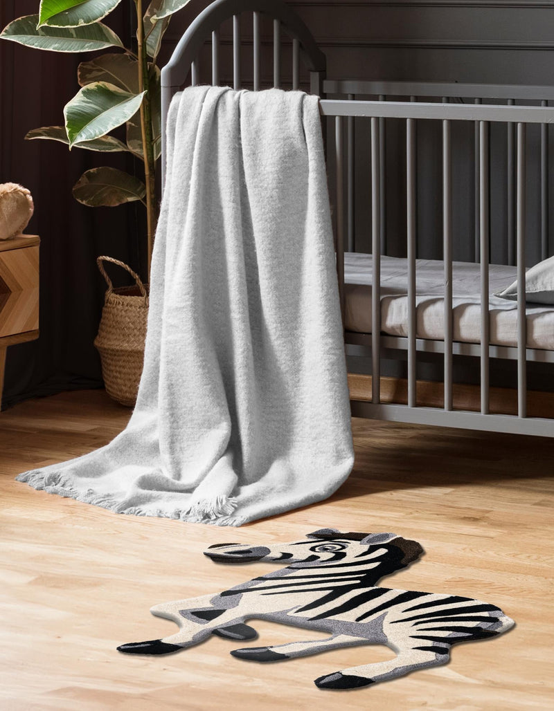 Whimsy Wonders Wool Collection Area Rug - Marsh Rectangle White and Black lifestyle 4