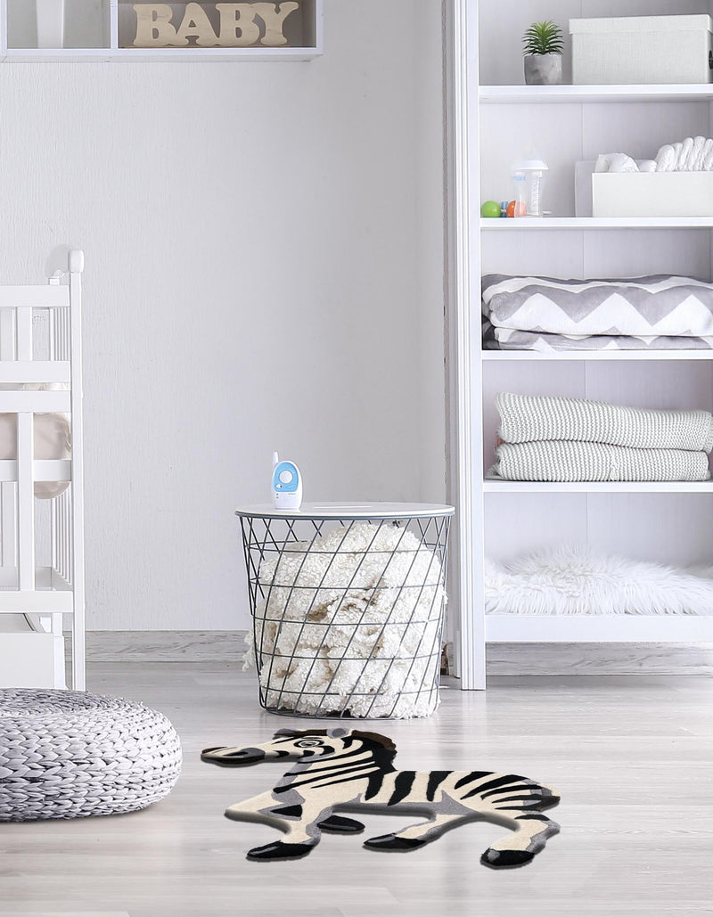 Whimsy Wonders Wool Collection Area Rug - Marsh Rectangle White and Black lifestyle 6