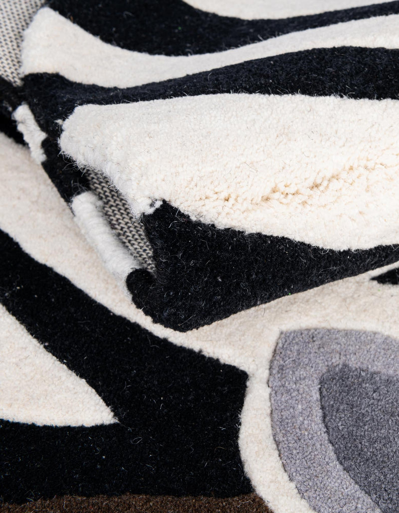 Whimsy Wonders Wool Collection Area Rug - Marsh Rectangle White and Black lifestyle 13
