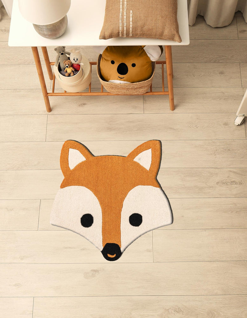 Whimsy Wonders Wool Collection Area Rug - Meadow Round Orange and White lifestyle 9