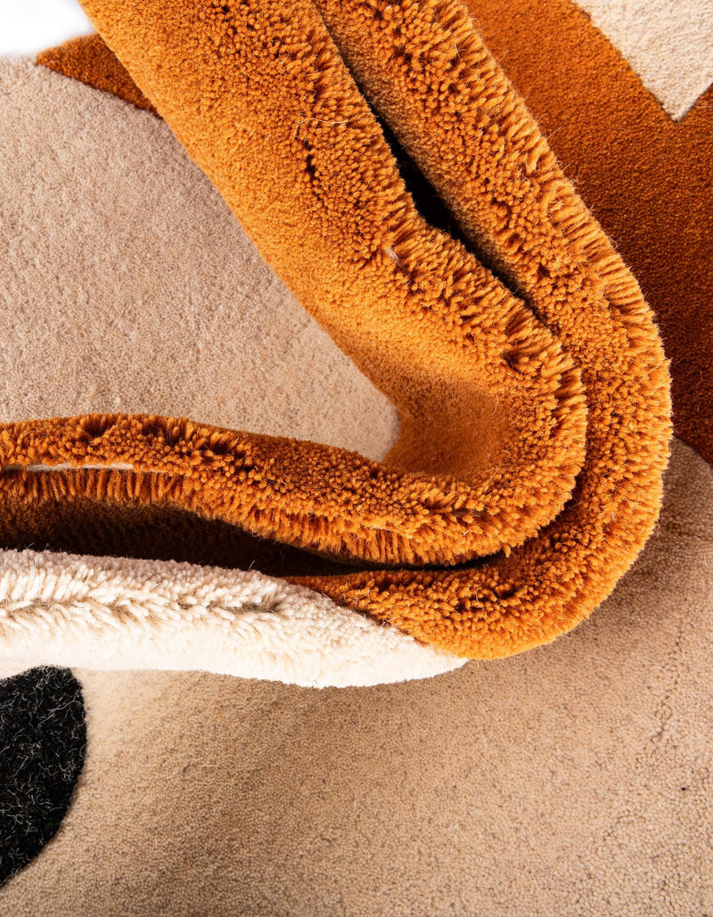 Whimsy Wonders Wool Collection Area Rug - Meadow Round Orange and White lifestyle 16