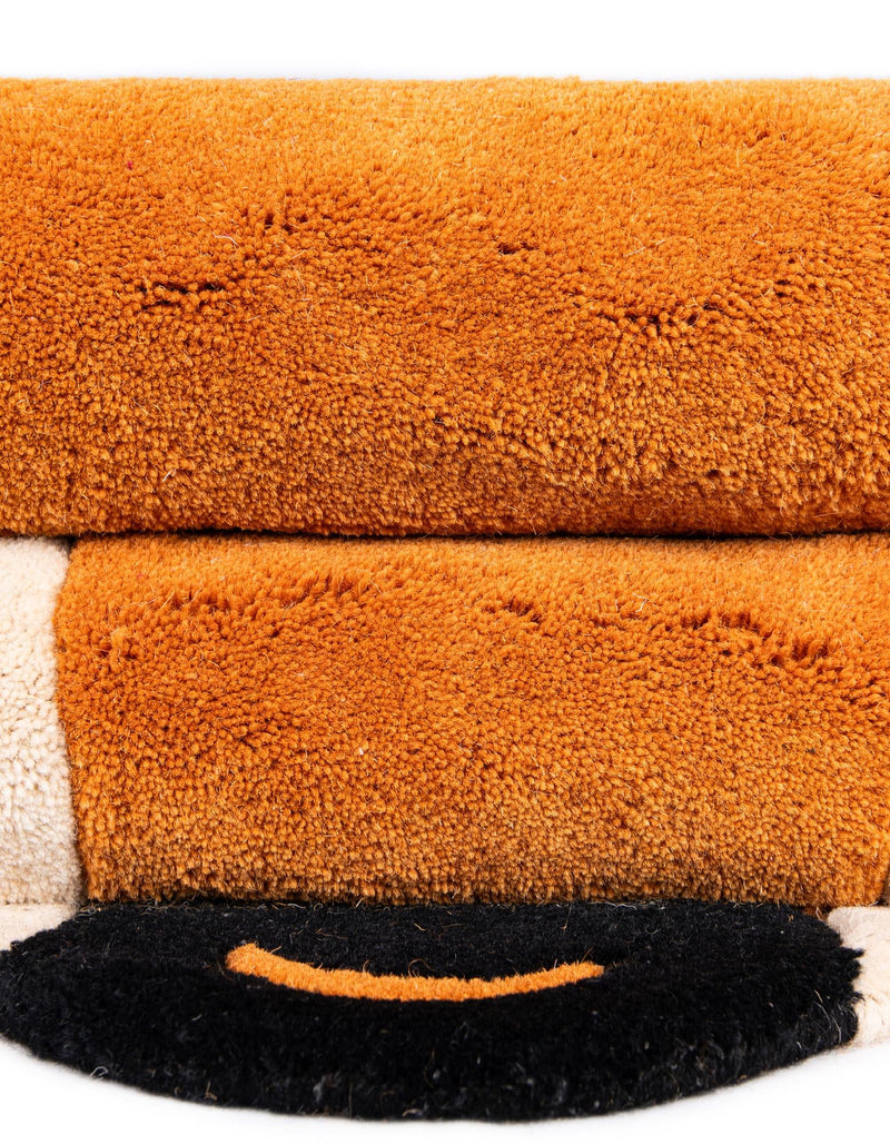 Whimsy Wonders Wool Collection Area Rug - Meadow Round Orange and White lifestyle 22