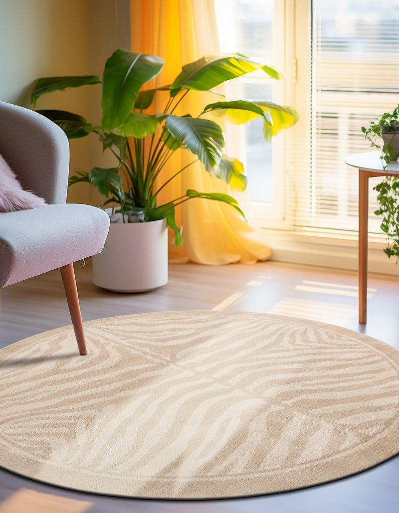 Savannah Sojourn Collection Area Rug - Kalahari Round Beige and Ivory lifestyle 58