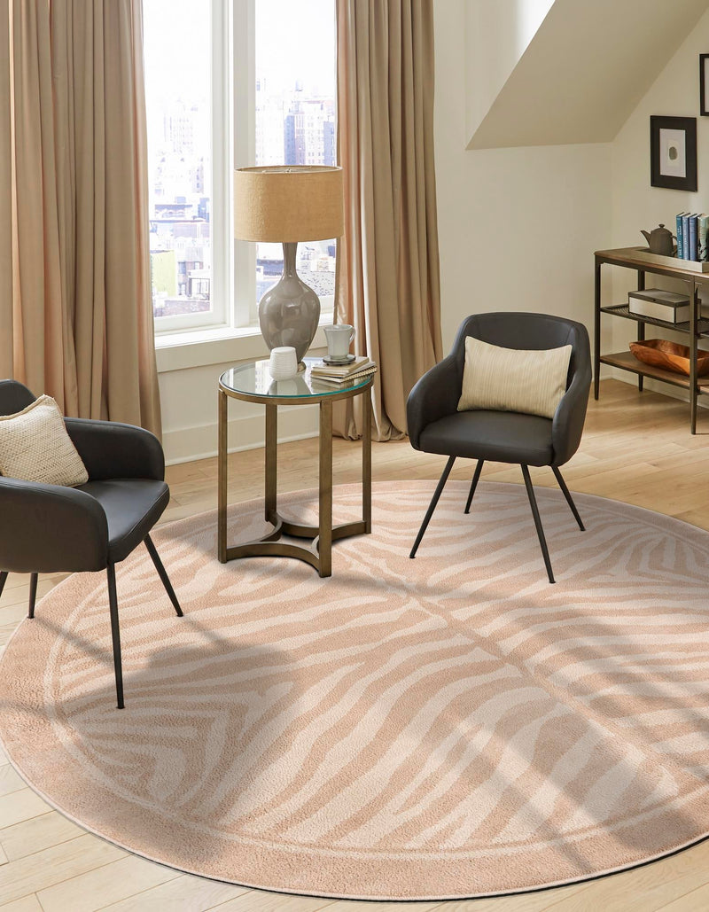 Savannah Sojourn Collection Area Rug - Kalahari Round Beige and Ivory lifestyle 61