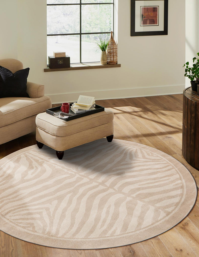 Savannah Sojourn Collection Area Rug - Kalahari Round Beige and Ivory lifestyle 64