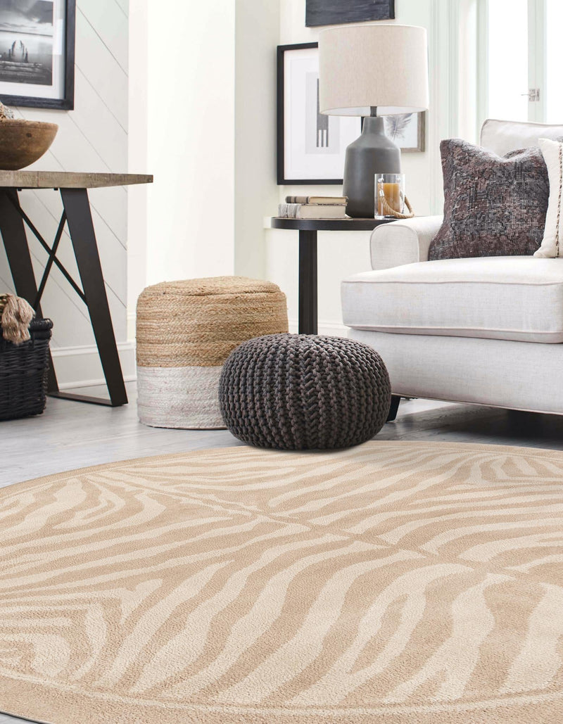 Savannah Sojourn Collection Area Rug - Kalahari Round Beige and Ivory lifestyle 73