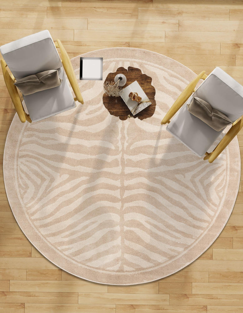 Savannah Sojourn Collection Area Rug - Kalahari Round Beige and Ivory lifestyle 131