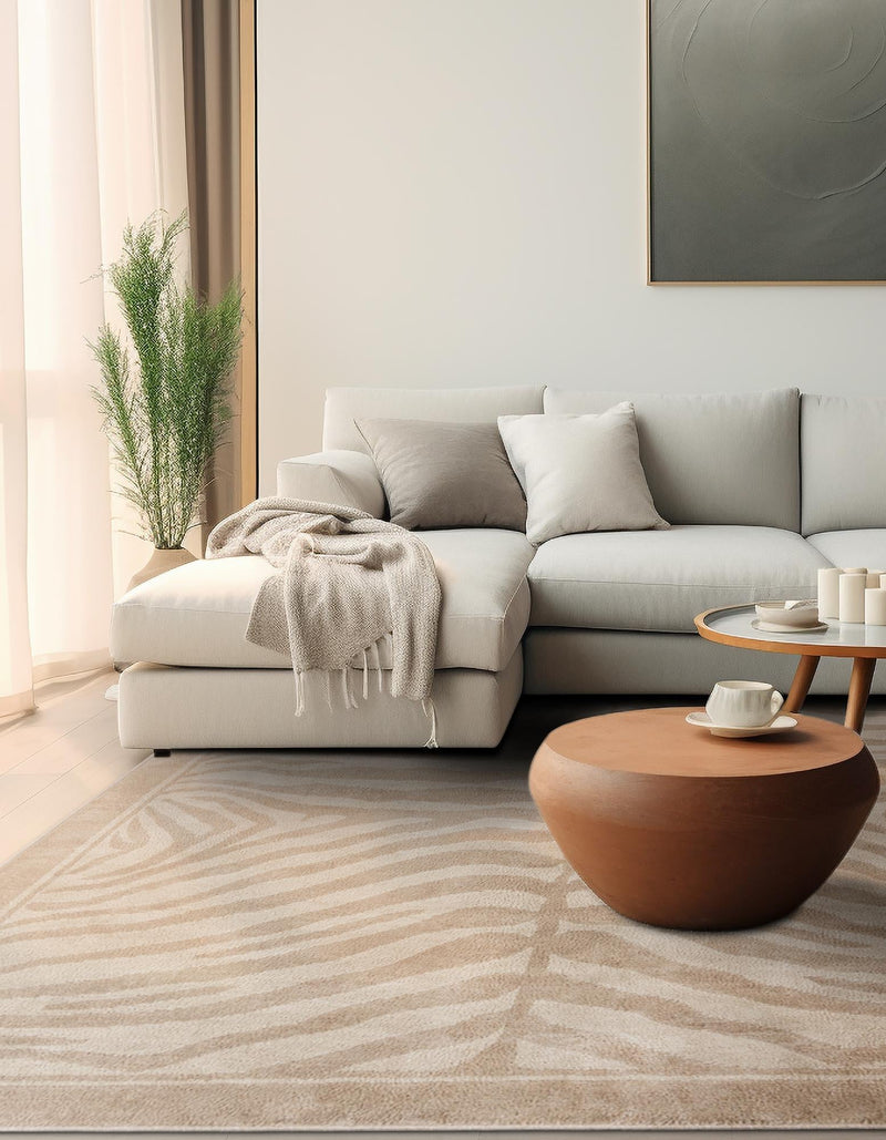 Savannah Sojourn Collection Area Rug - Kalahari Square Beige and Ivory lifestyle 50