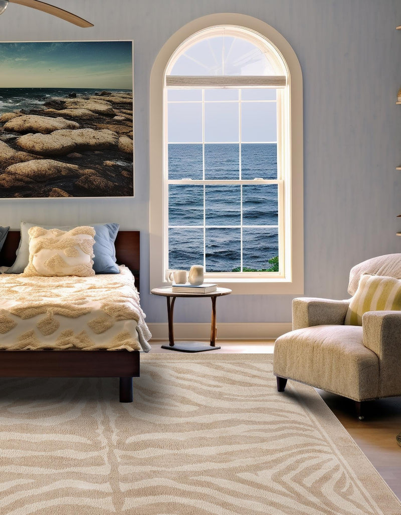 Savannah Sojourn Collection Area Rug - Kalahari Square Beige and Ivory lifestyle 66