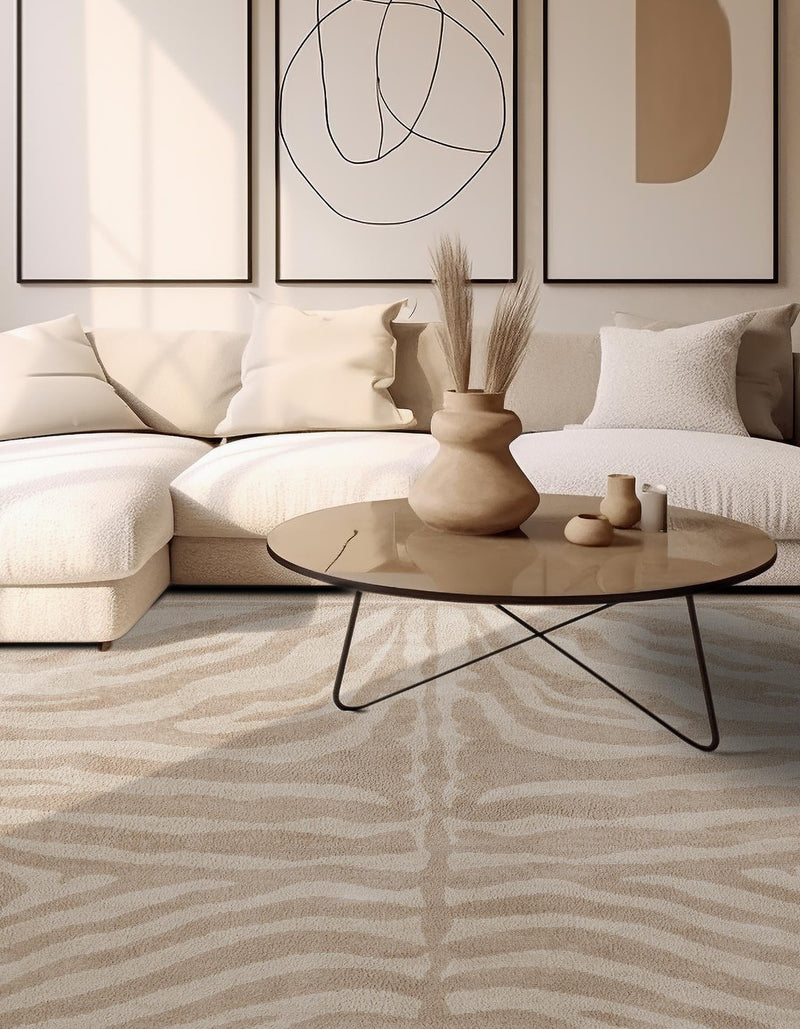 Savannah Sojourn Collection Area Rug - Kalahari Square Beige and Ivory lifestyle 74