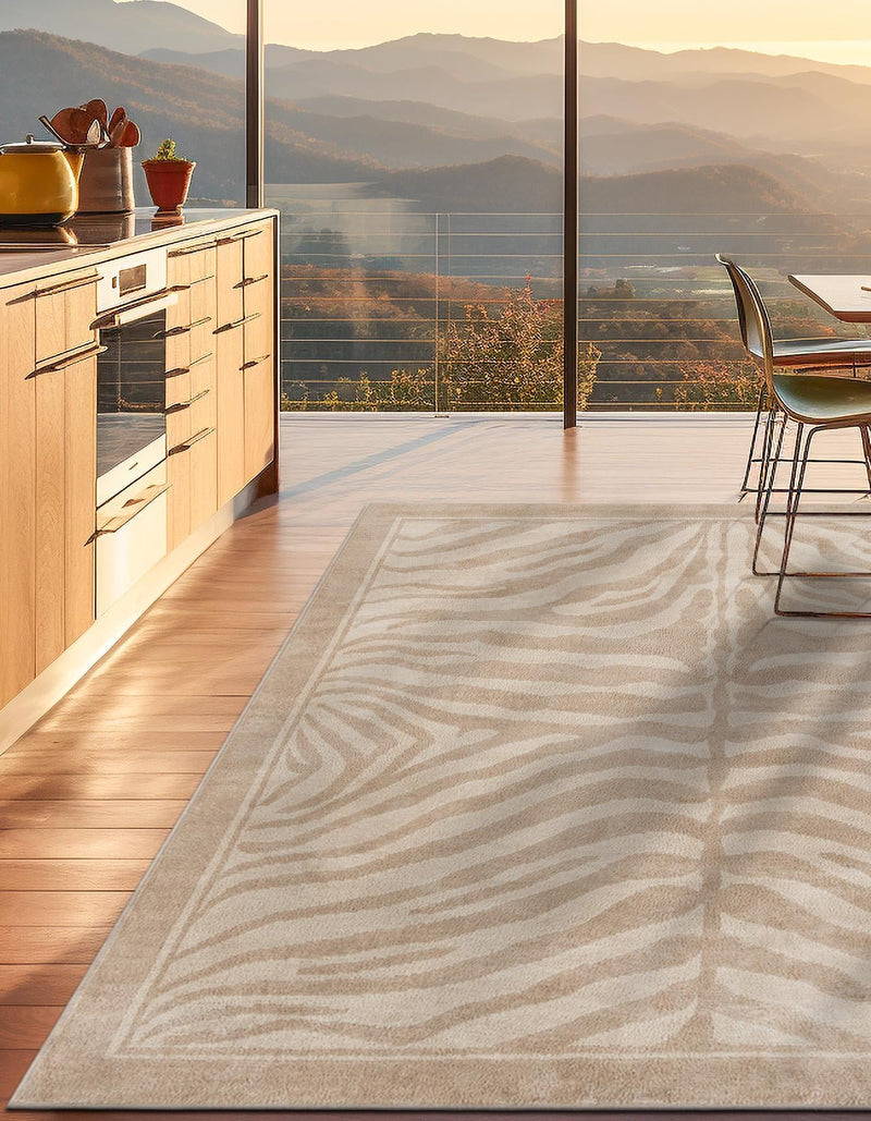 Savannah Sojourn Collection Area Rug - Kalahari Square Beige and Ivory lifestyle 82