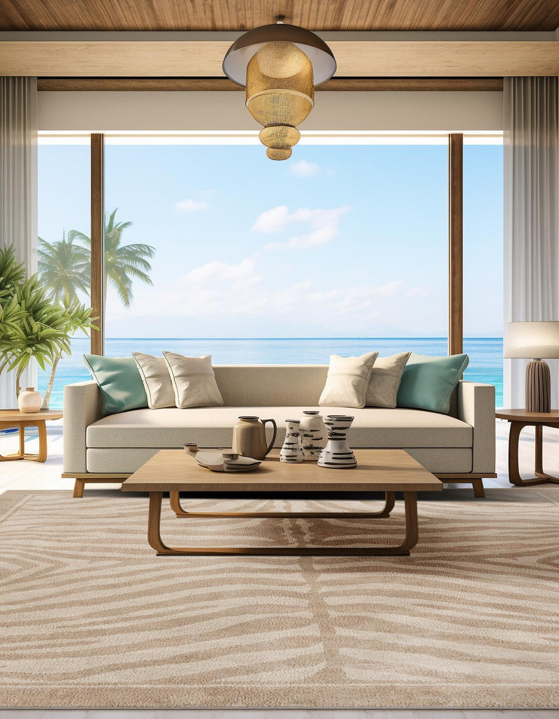 Savannah Sojourn Collection Area Rug - Kalahari Square Beige and Ivory lifestyle 86