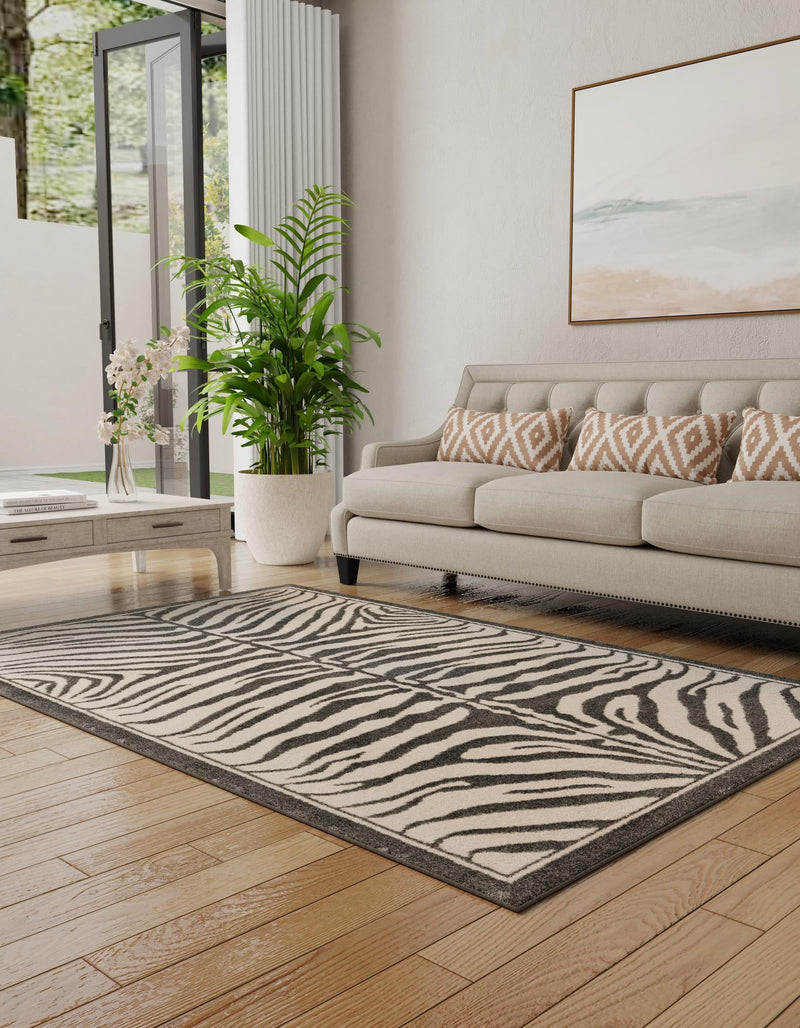 Savannah Sojourn Collection Area Rug - Kalahari Rectangle Gray and Ivory lifestyle 5