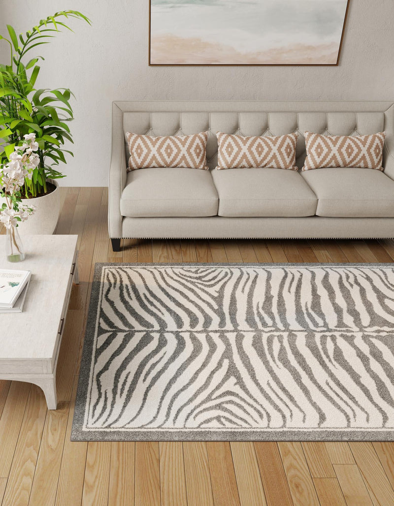 Savannah Sojourn Collection Area Rug - Kalahari Rectangle Gray and Ivory lifestyle 7