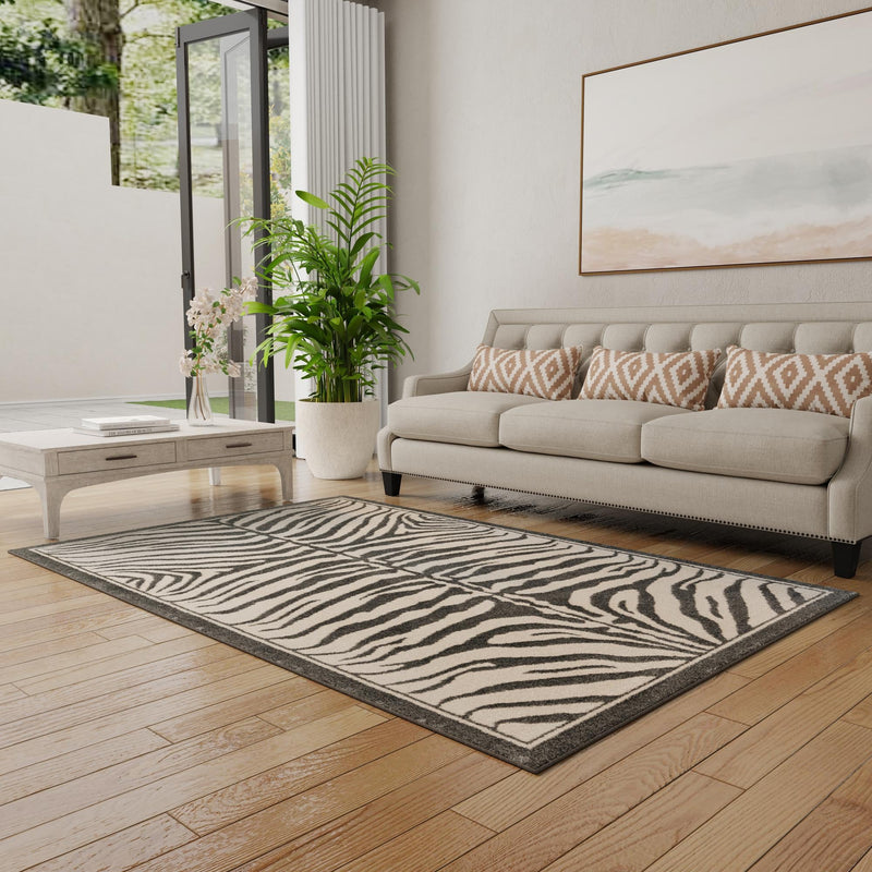 Savannah Sojourn Collection Area Rug - Kalahari Rectangle Gray and Ivory lifestyle 33