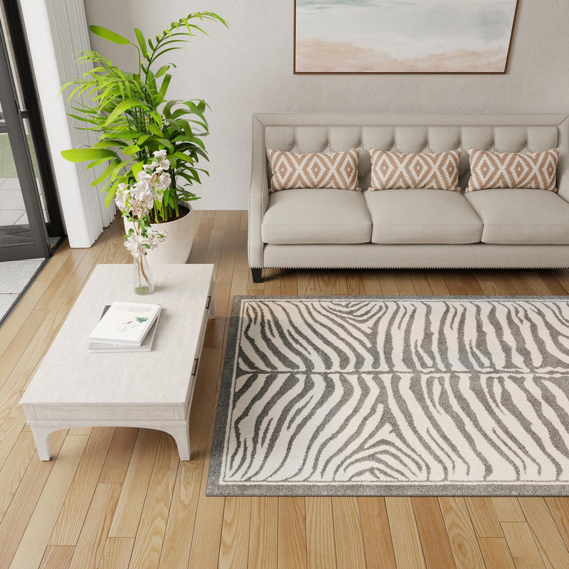 Savannah Sojourn Collection Area Rug - Kalahari Rectangle Gray and Ivory lifestyle 35