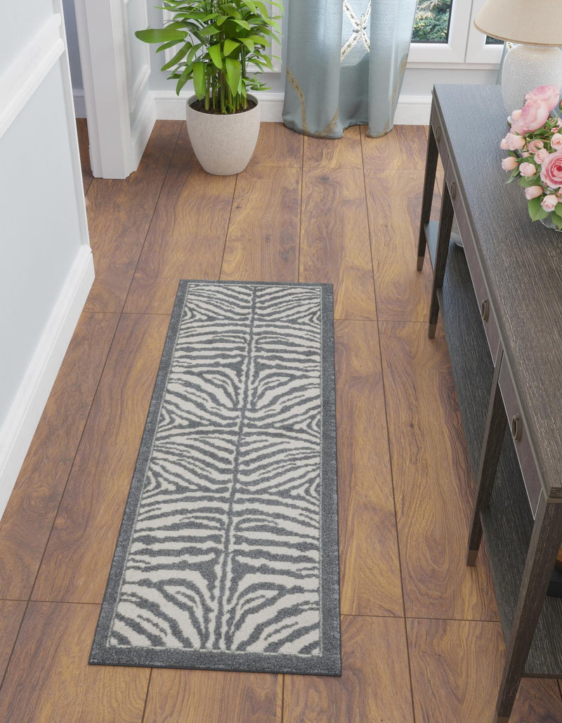 Savannah Sojourn Collection Area Rug - Kalahari Runner Gray and Ivory lifestyle 46