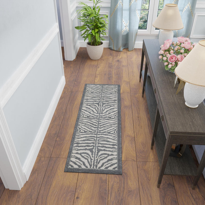 Savannah Sojourn Collection Area Rug - Kalahari Runner Gray and Ivory lifestyle 132