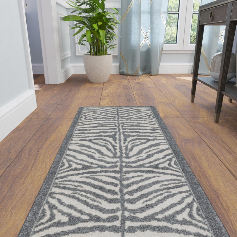 Savannah Sojourn Collection Area Rug - Kalahari Runner Gray and Ivory lifestyle 136