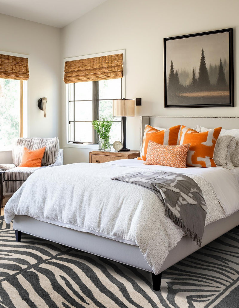 Savannah Sojourn Collection Area Rug - Kalahari Square Gray and Ivory lifestyle 55