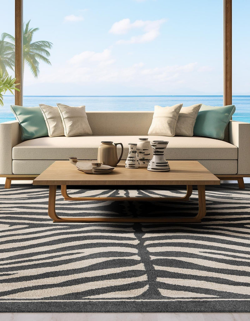 Savannah Sojourn Collection Area Rug - Kalahari Square Gray and Ivory lifestyle 60