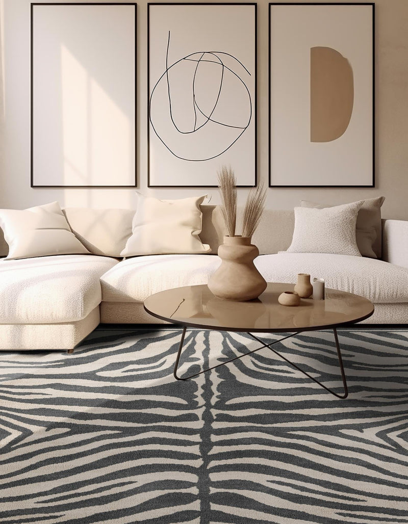 Savannah Sojourn Collection Area Rug - Kalahari Square Gray and Ivory lifestyle 66