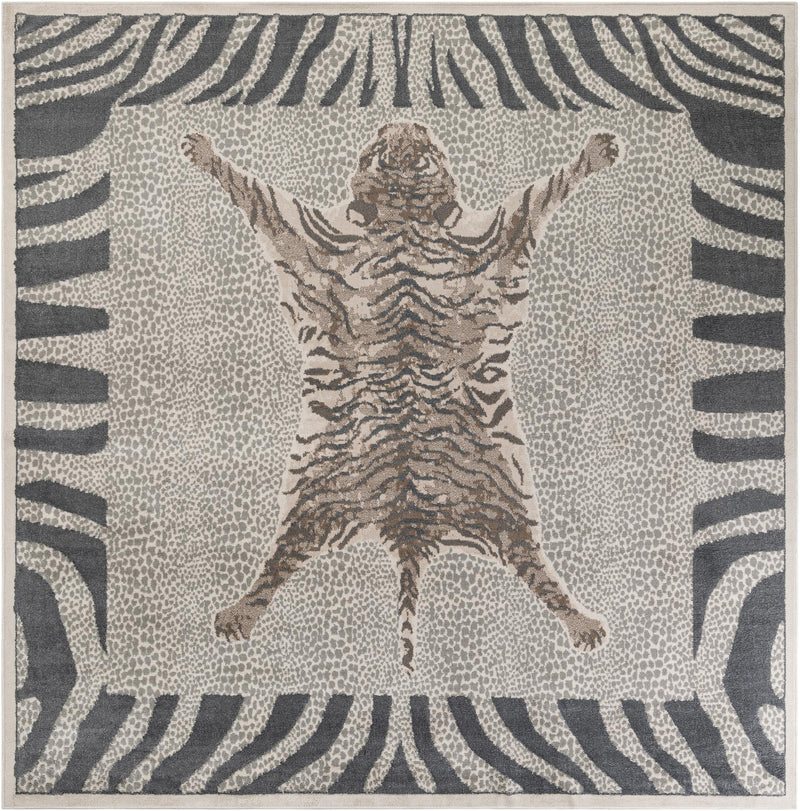 Savannah Sojourn Collection Area Rug - Masai Square Gray and Ivory lifestyle 22