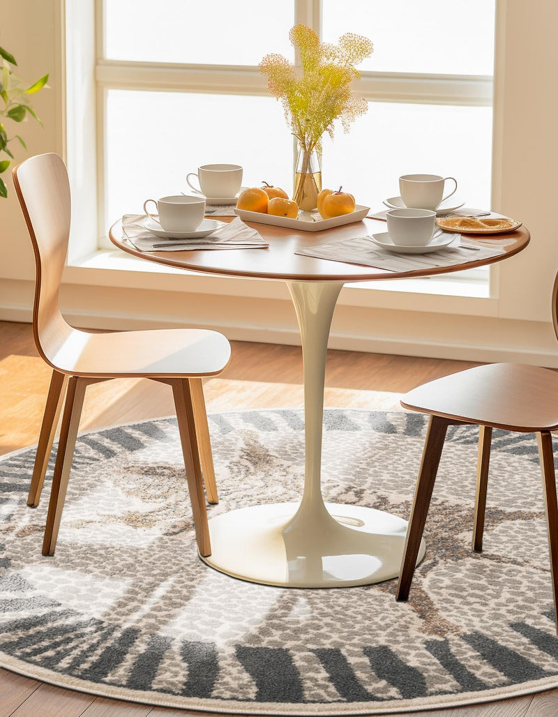 Savannah Sojourn Collection Area Rug - Masai Round Gray and Ivory lifestyle 29
