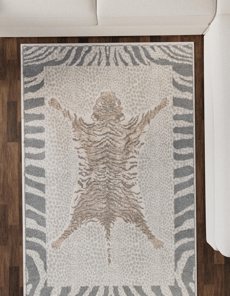 Savannah Sojourn Collection Area Rug - Masai Rectangle Gray and Ivory lifestyle 15