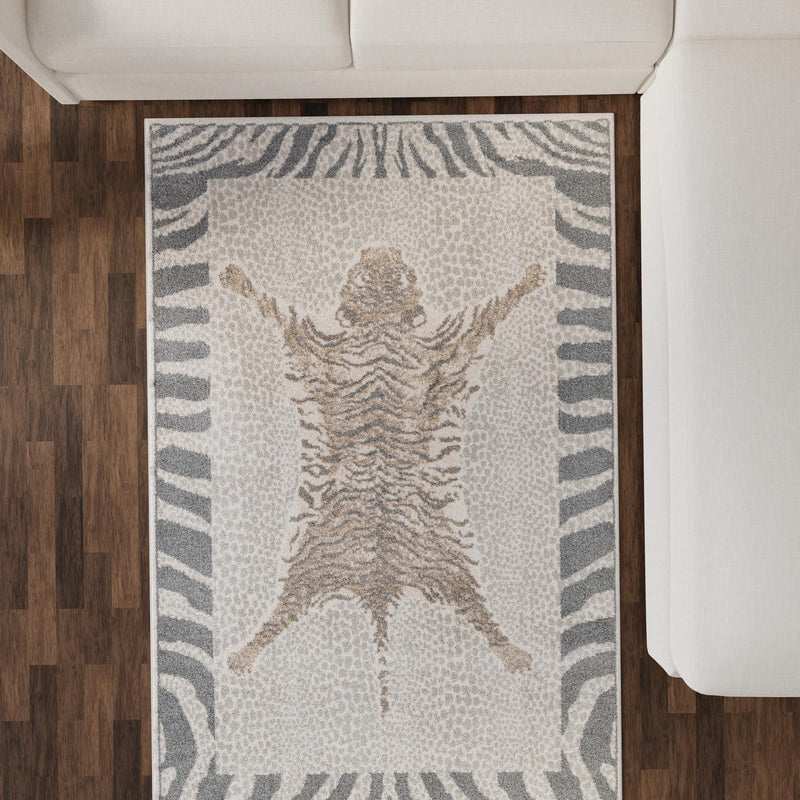 Savannah Sojourn Collection Area Rug - Masai Rectangle Gray and Ivory lifestyle 19