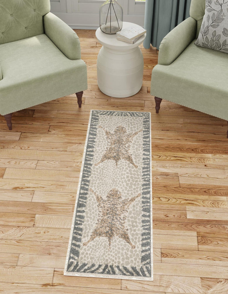 Savannah Sojourn Collection Area Rug - Masai Runner Gray and Ivory lifestyle 24