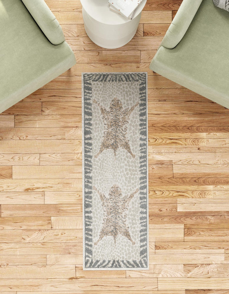 Savannah Sojourn Collection Area Rug - Masai Runner Gray and Ivory lifestyle 76
