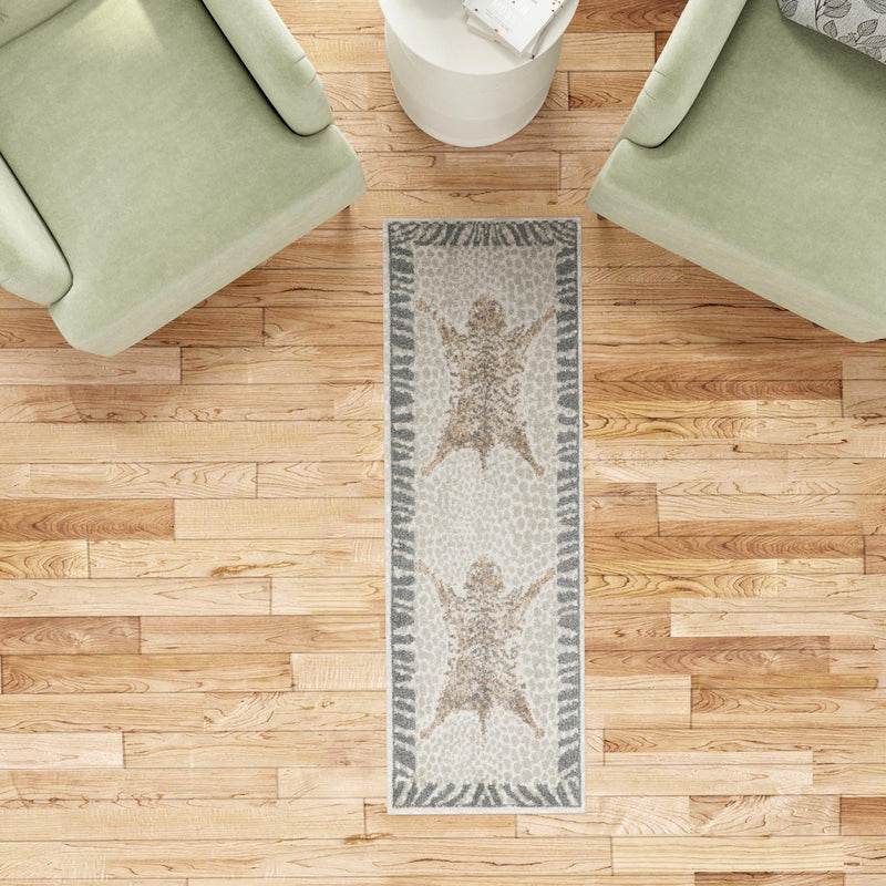 Savannah Sojourn Collection Area Rug - Masai Runner Gray and Ivory lifestyle 80