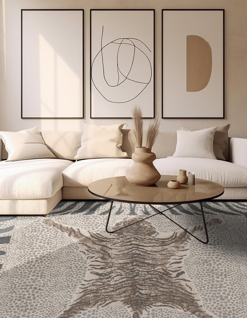 Savannah Sojourn Collection Area Rug - Masai Square Gray and Ivory lifestyle 33