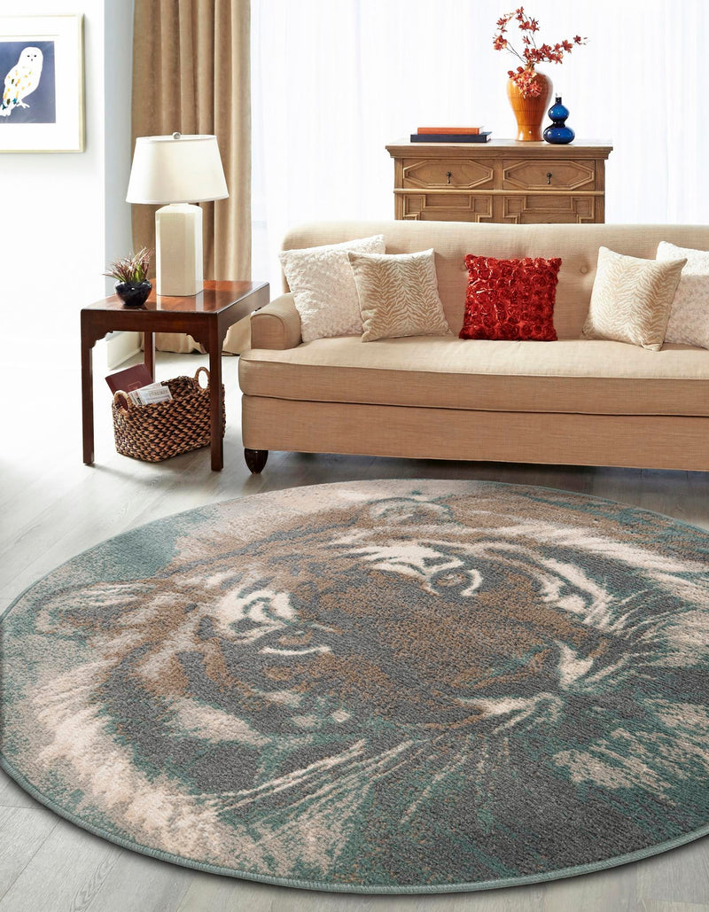 Savannah Sojourn Collection Area Rug - Okavango Round Multi lifestyle 21