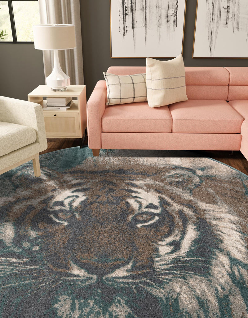 Savannah Sojourn Collection Area Rug - Okavango Round Multi lifestyle 24