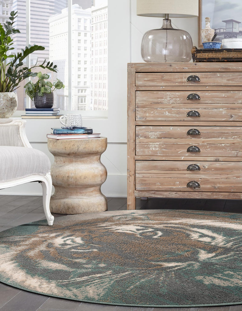 Savannah Sojourn Collection Area Rug - Okavango Round Multi lifestyle 27