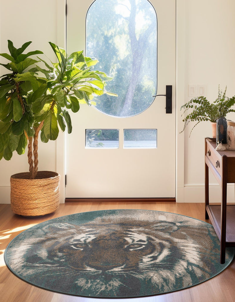 Savannah Sojourn Collection Area Rug - Okavango Round Multi lifestyle 30