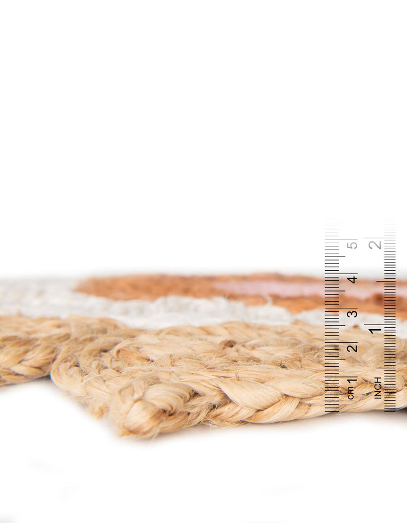 Woven Seaside Jute Collection Area Rug - Coastalhaven (Natural White Orange Pink) Round Natural White Orange Pink lifestyle 7