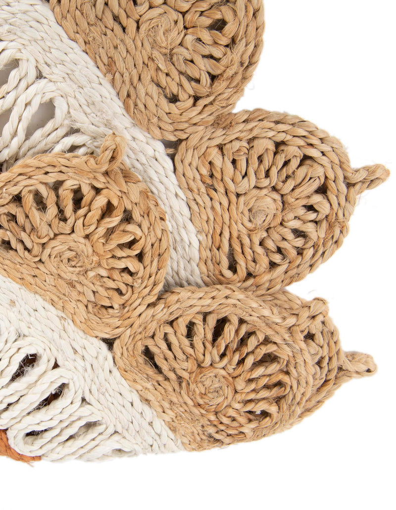 Woven Seaside Jute Collection Area Rug - Coastalhaven (Natural White Orange Pink) Round Natural White Orange Pink lifestyle 15