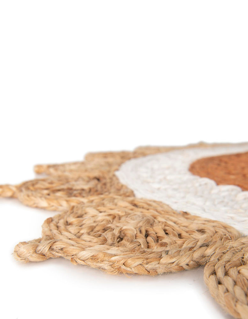 Woven Seaside Jute Collection Area Rug - Coastalhaven (Natural White Orange Pink) Round Natural White Orange Pink lifestyle 17