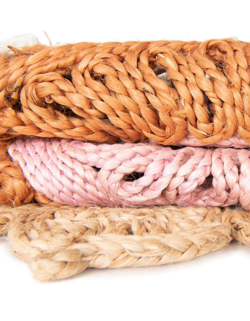 Woven Seaside Jute Collection Area Rug - Coastalhaven (Natural White Orange Pink) Round Natural White Orange Pink lifestyle 19