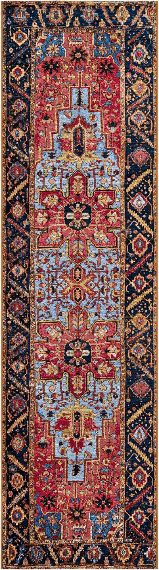 Patio Elegance Collection Area Rug - Garden Runner Rust Red and Blue lifestyle 23