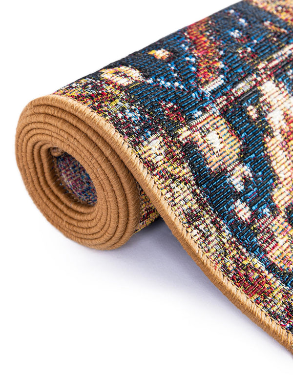 Patio Elegance Collection Area Rug - Garden Rectangle Rust Red and Blue lifestyle 19