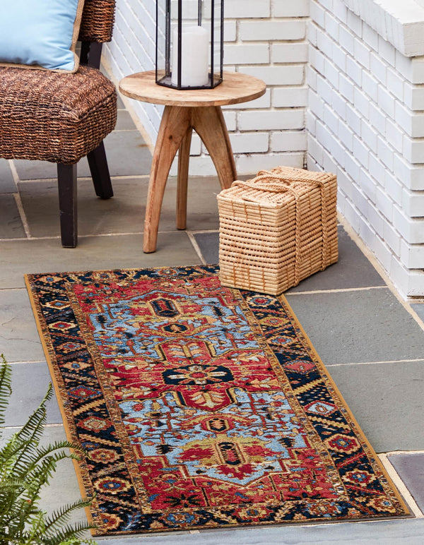 Patio Elegance Collection Area Rug - Garden Runner Rust Red and Blue lifestyle 38