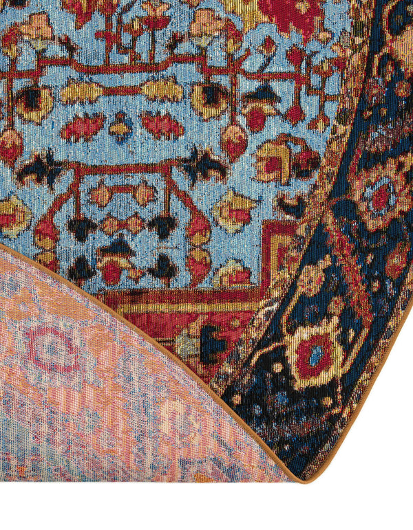 Patio Elegance Collection Area Rug - Garden Round Rust Red and Blue lifestyle 66